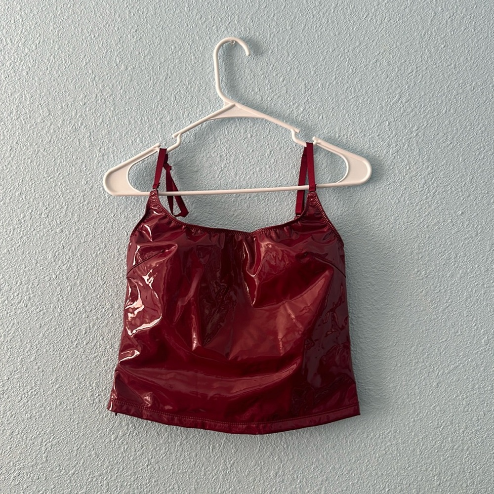 Deep Red Patent Crop Top